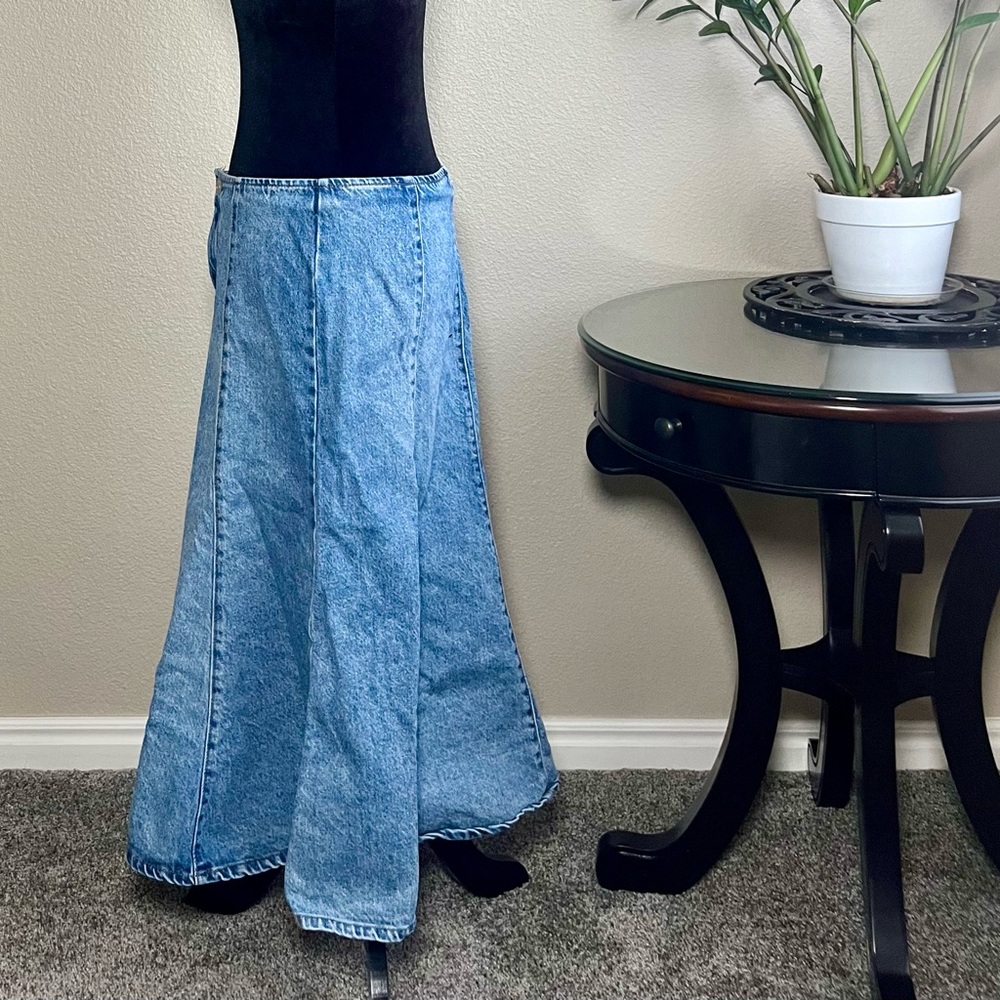 Future Collective Flared Denim Midi Skirt - Picture 4 of 9